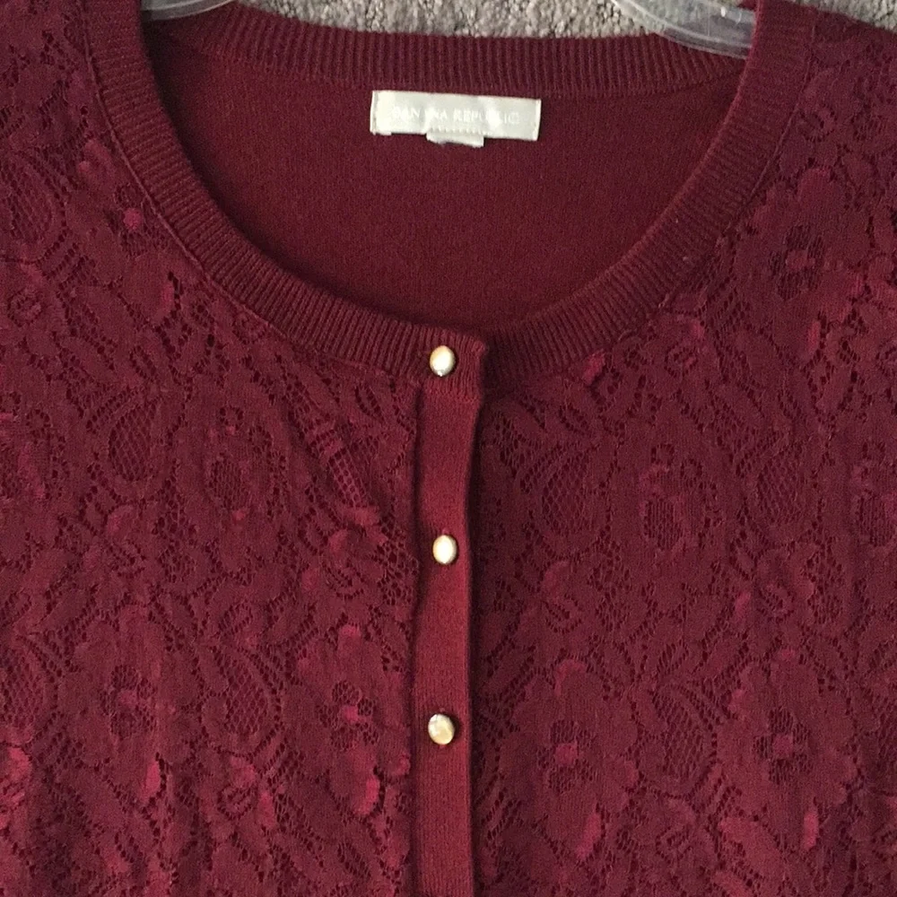 Banana Republic burgundy cardigan L - Picture 2 of 2